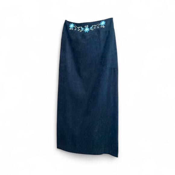 Conrad C 90s Black with Embroidered Waistband Pencil Maxi Skirt - Picture 1 of 11